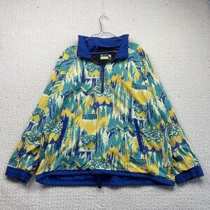 VTG ISPO Jacket Men L Windbreaker Party Retro Neon Colorblock Reversible Ski